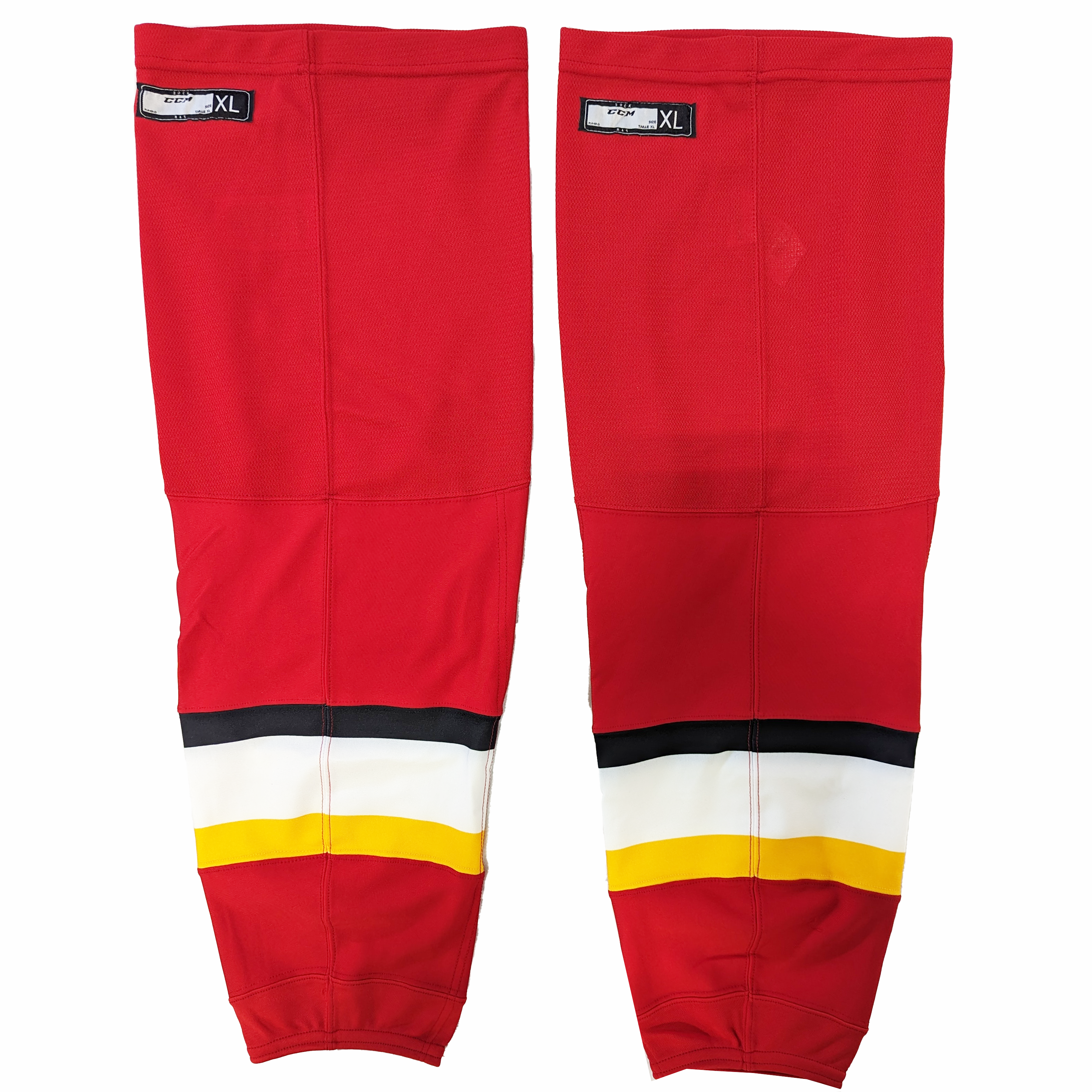 AHL - Nouvelles chaussettes de hockey CCM - Stockton Heat (rouge/blanc/jaune)